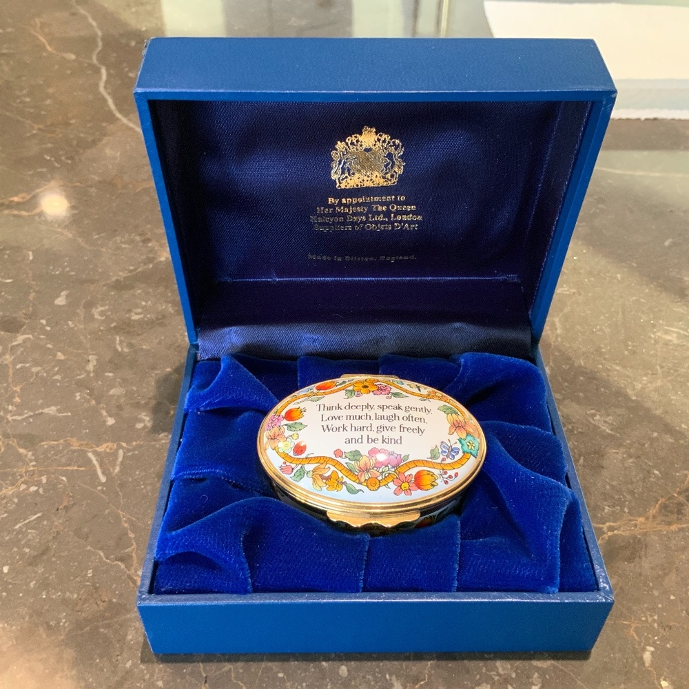 Halcyon Days Enamel/Gold Box:  “Think Deeply.....”
